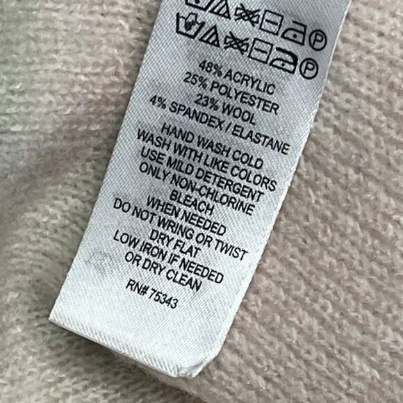 Max Studio Wrap Sweater L Cropped Wool Blend Shawl Collar Beige Pink - Picture 8 of 8